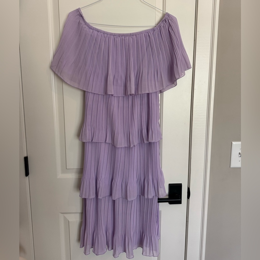 Elegant Lavender Off-Shoulder Dress